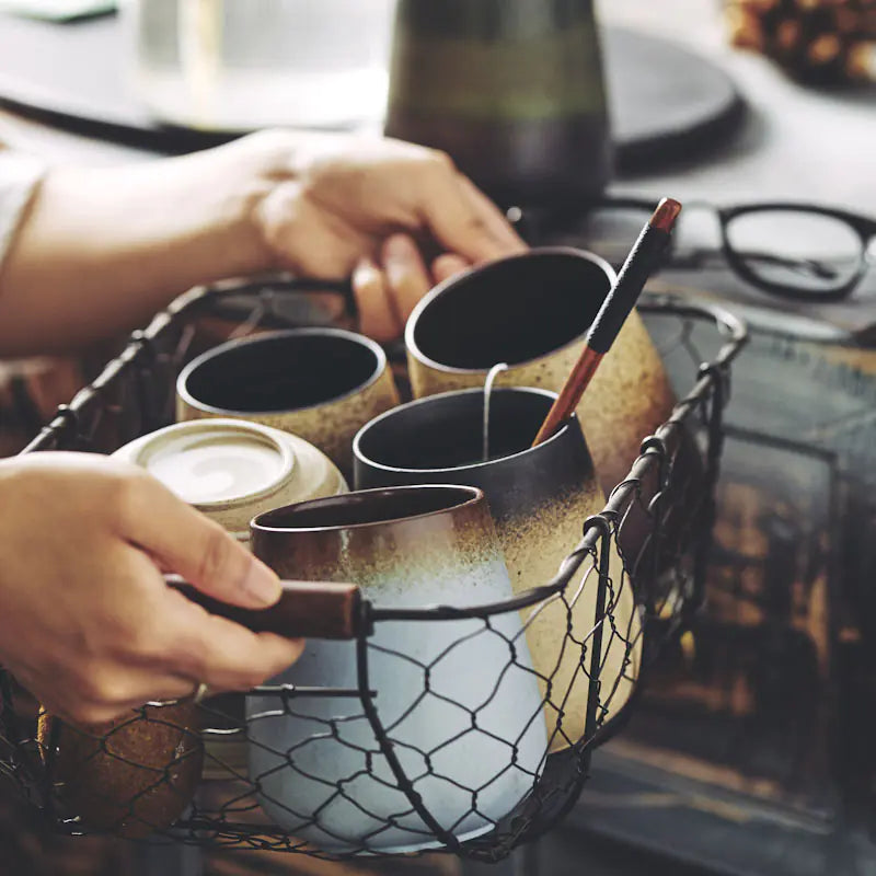 Taza de Café Cerámica Vintage Japonesa para Uso en Oficina