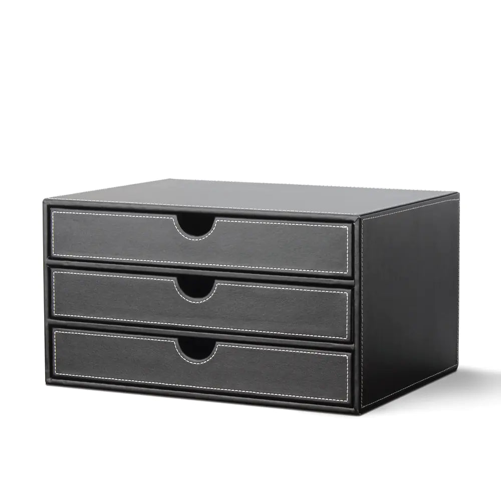 Caja organizadora de escritorio de cuero estilo europeo para oficina