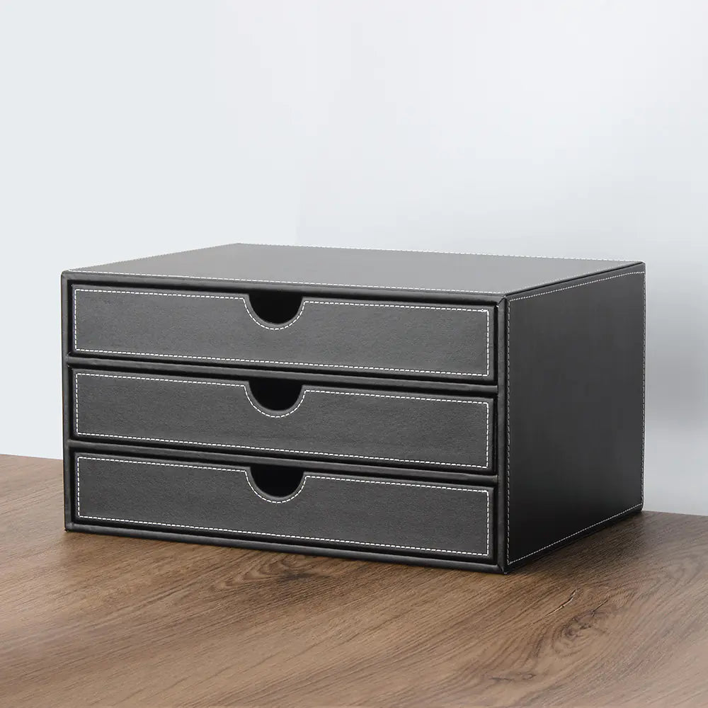 Caja organizadora de escritorio de cuero estilo europeo para oficina