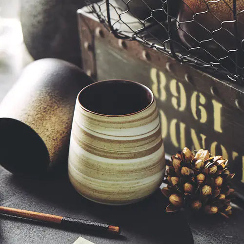 Taza de Café Cerámica Vintage Japonesa para Uso en Oficina