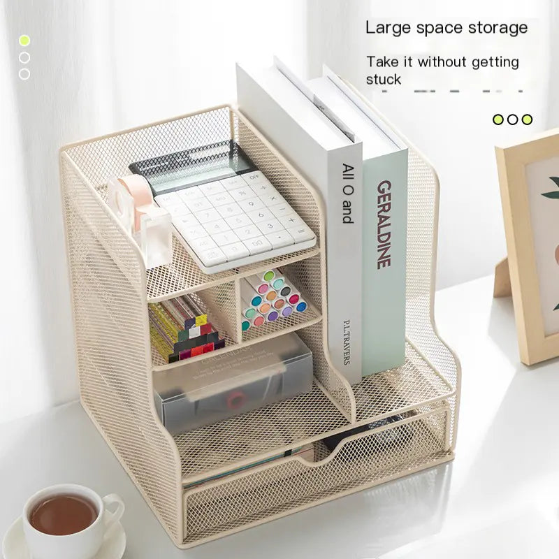 Organizador de Escritorio en Oro Rosa para Suministros de Oficina